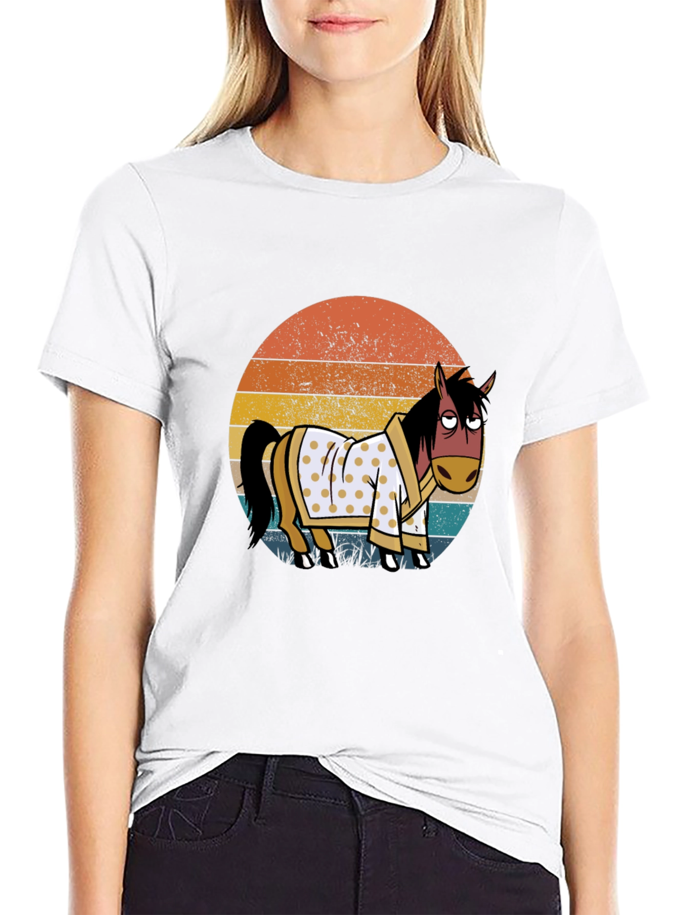 Retro Horse in Robe Graphic T-Shirt
