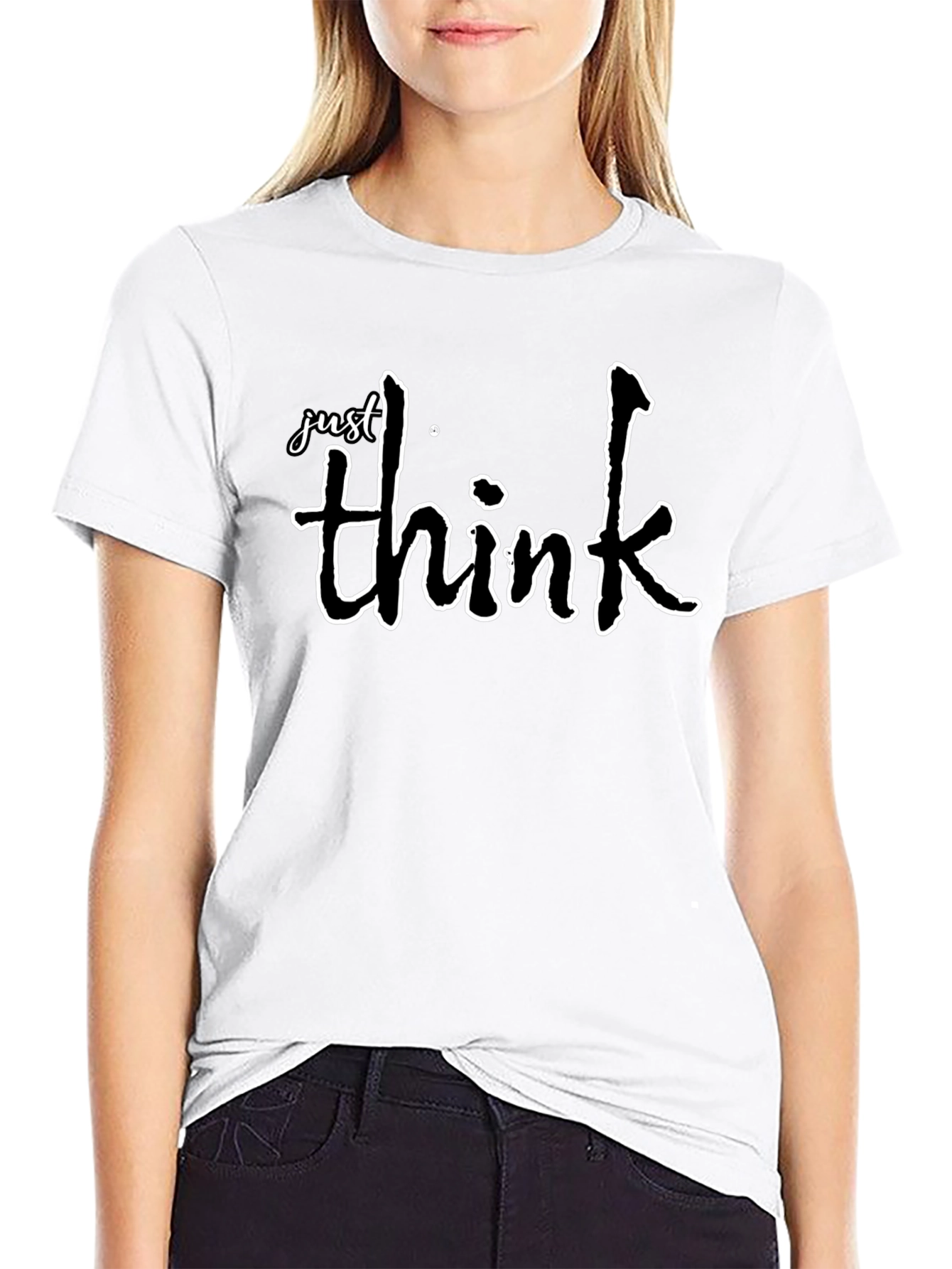 Just Think T-Shirt - Casual Black Tee