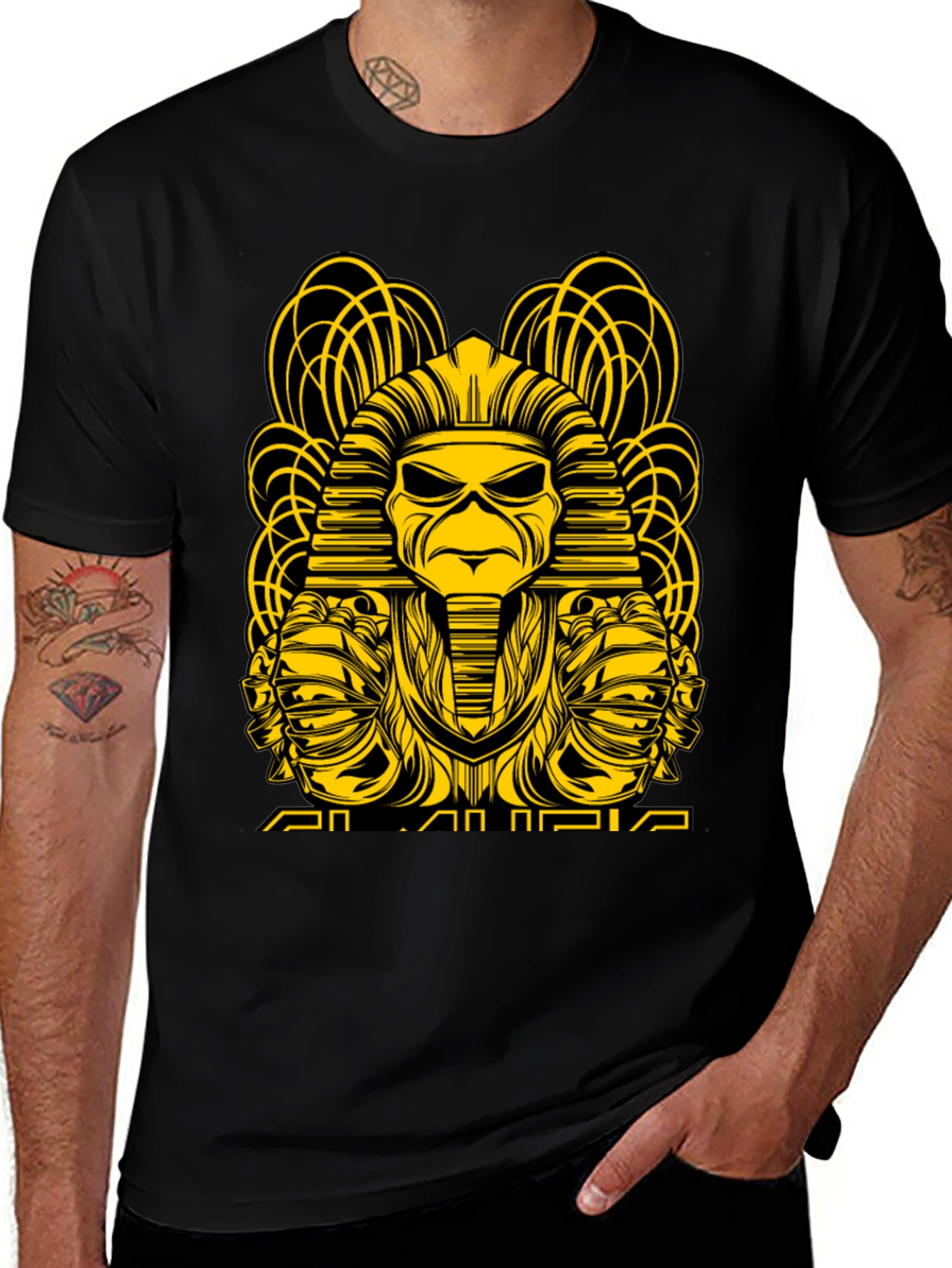 Iron Maiden T-Shirt: Pharaoh Eddie Design - Black