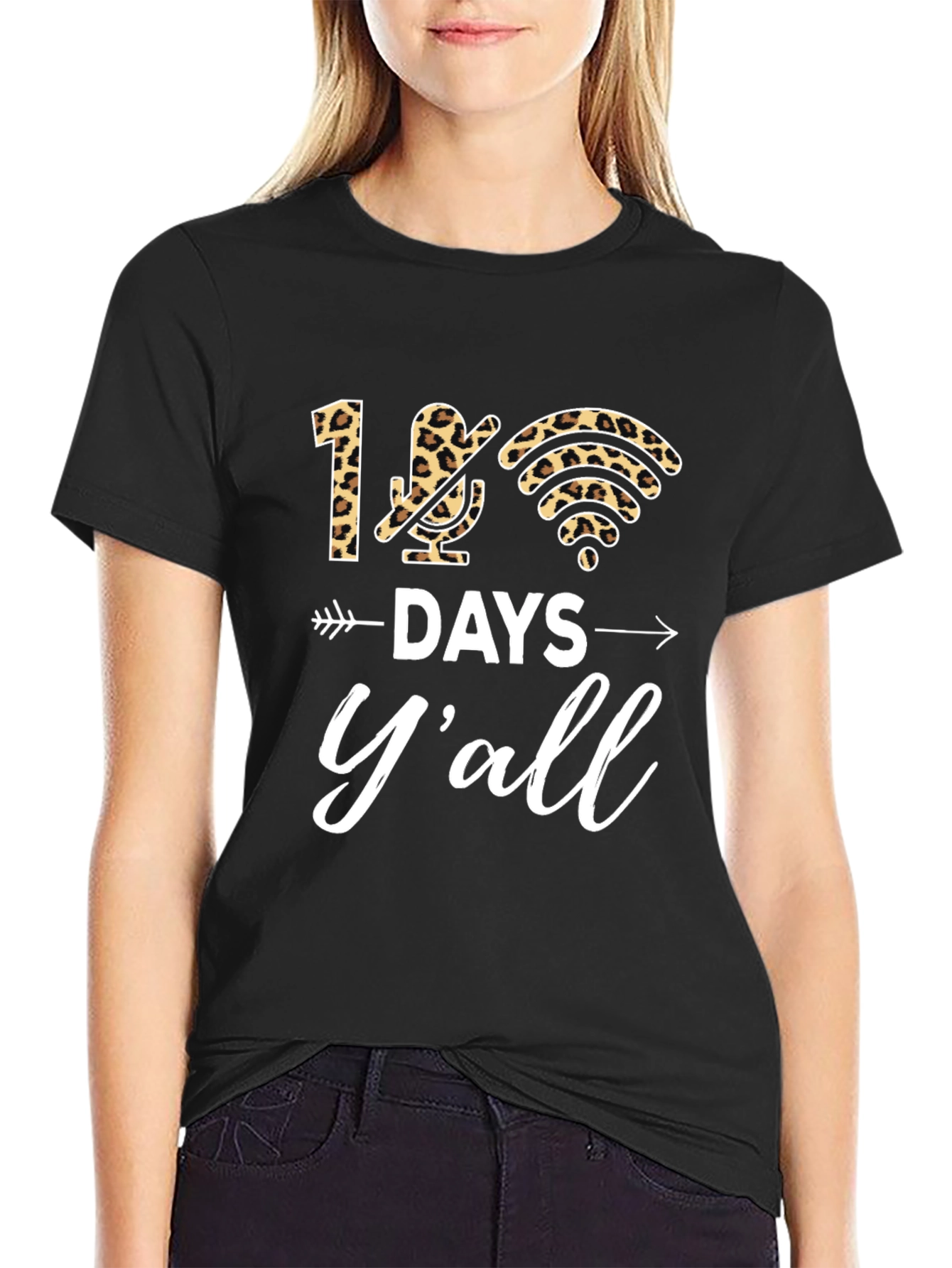 100 Days Yall Leopard Print T-Shirt