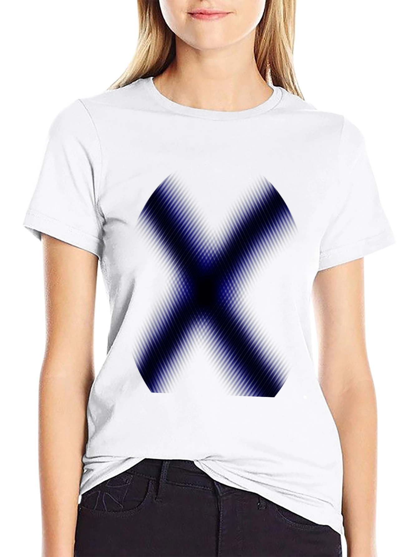 Mens Black T-Shirt with Blue X Graphic