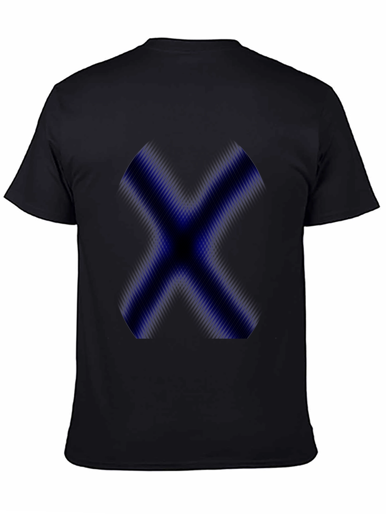 Mens Black T-Shirt with Blue X Graphic