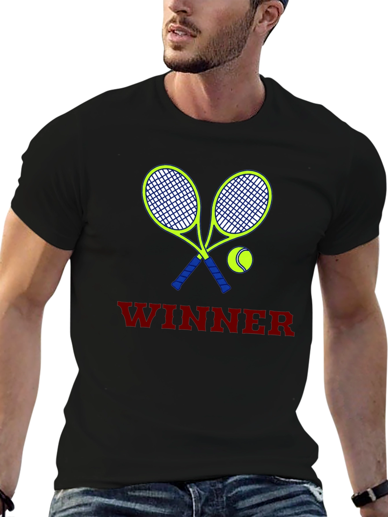 Tennis Winner Graphic Tee - Black Unisex T-Shirt
