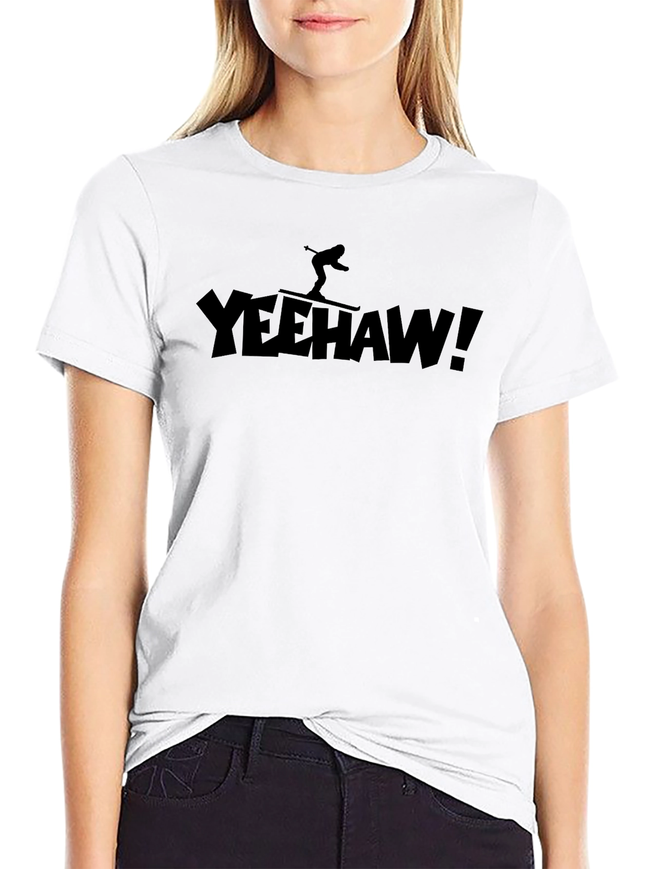 Yeehaw Skier Black T-Shirt