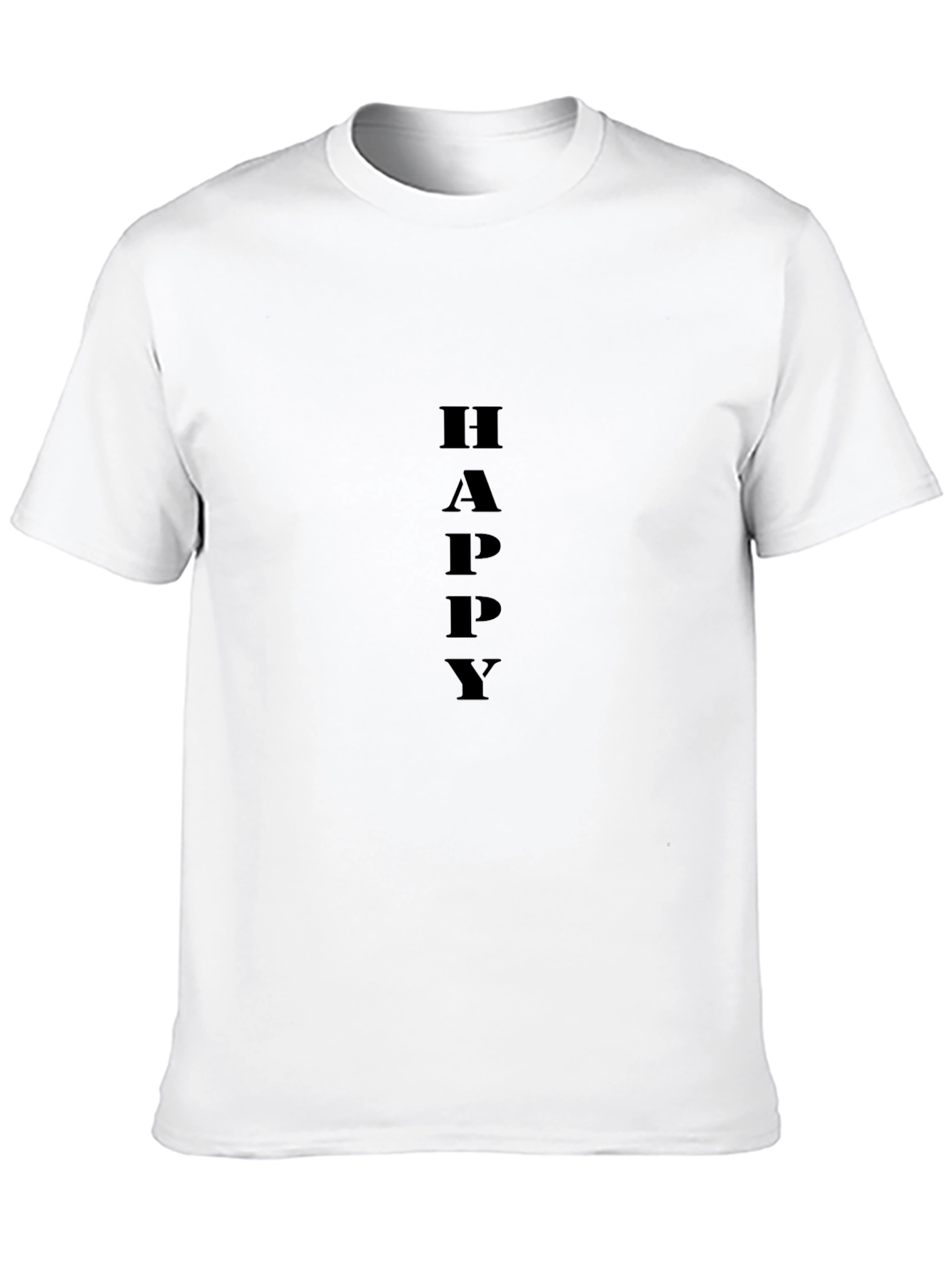 Happy Vertical Text Graphic Black T-Shirt