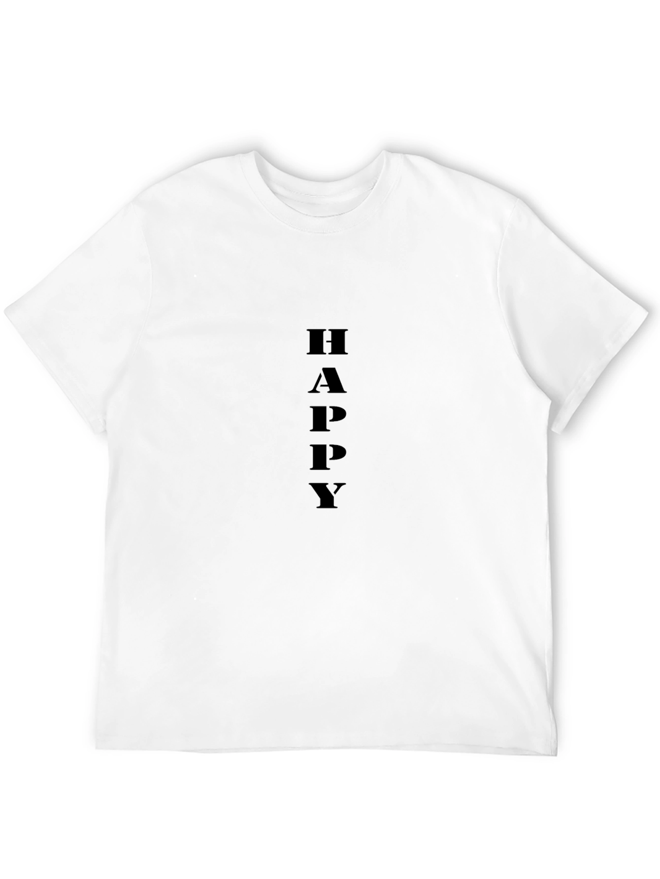 Happy Vertical Text Graphic Black T-Shirt