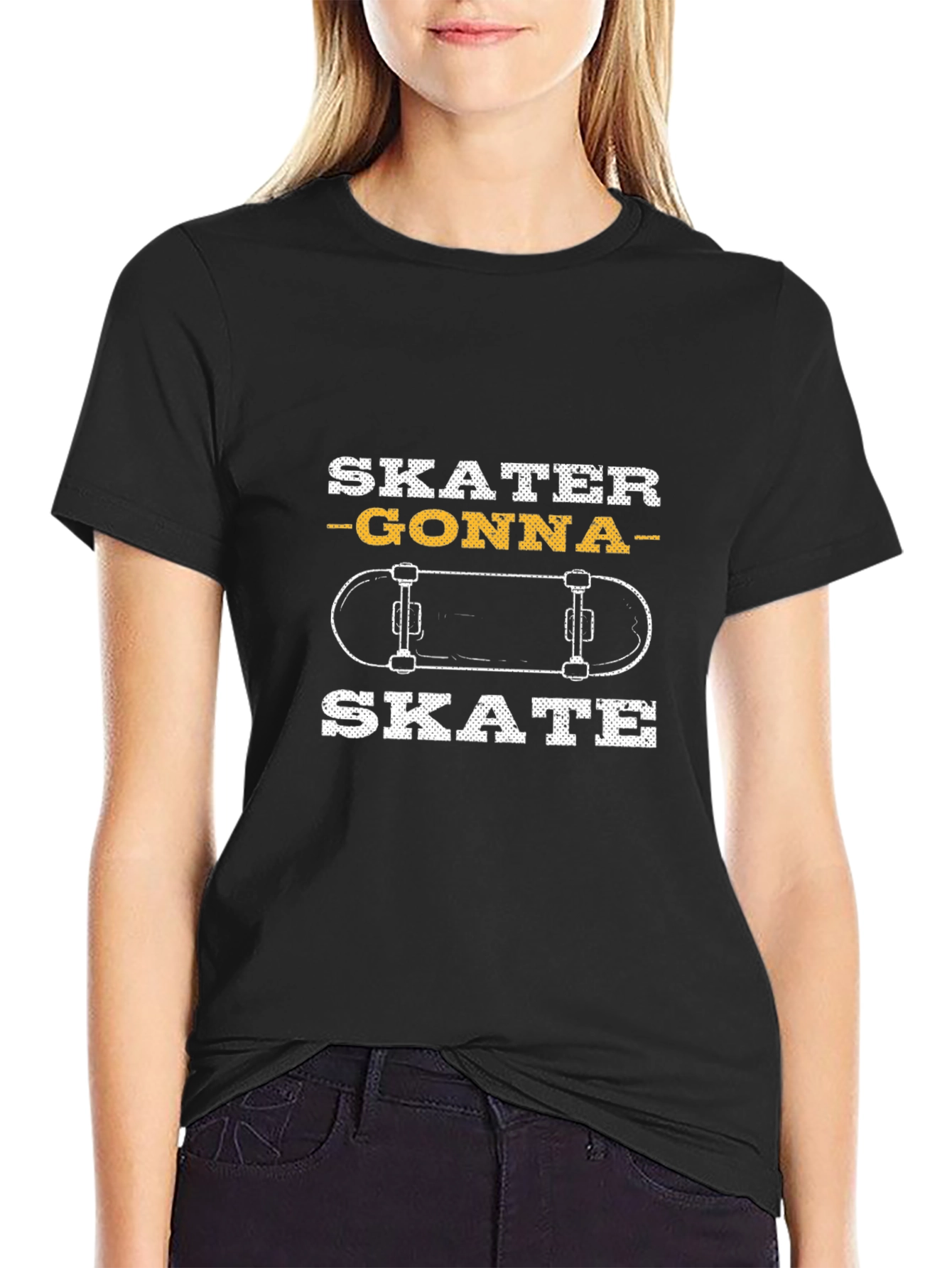 Skater Gonna Skate Graphic Tee - Black Cotton T-Shirt