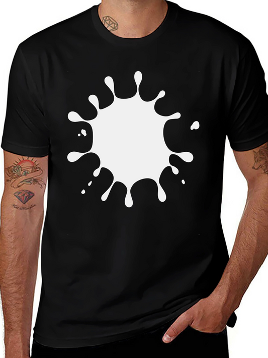 Black T-Shirt with White Splatter Graphic