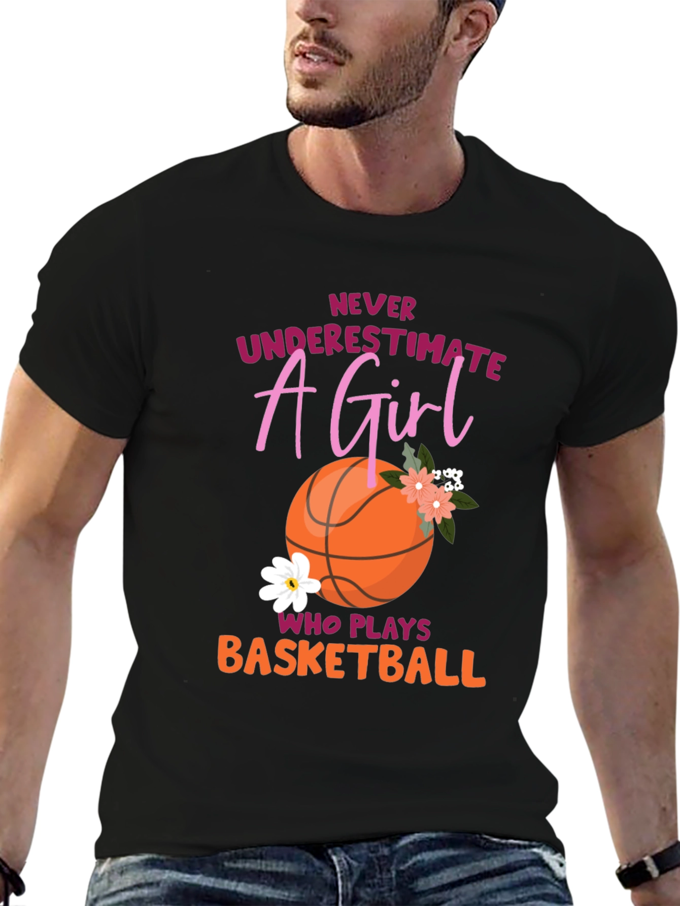 Never Underestimate A Girl Basketball Graphic Tee