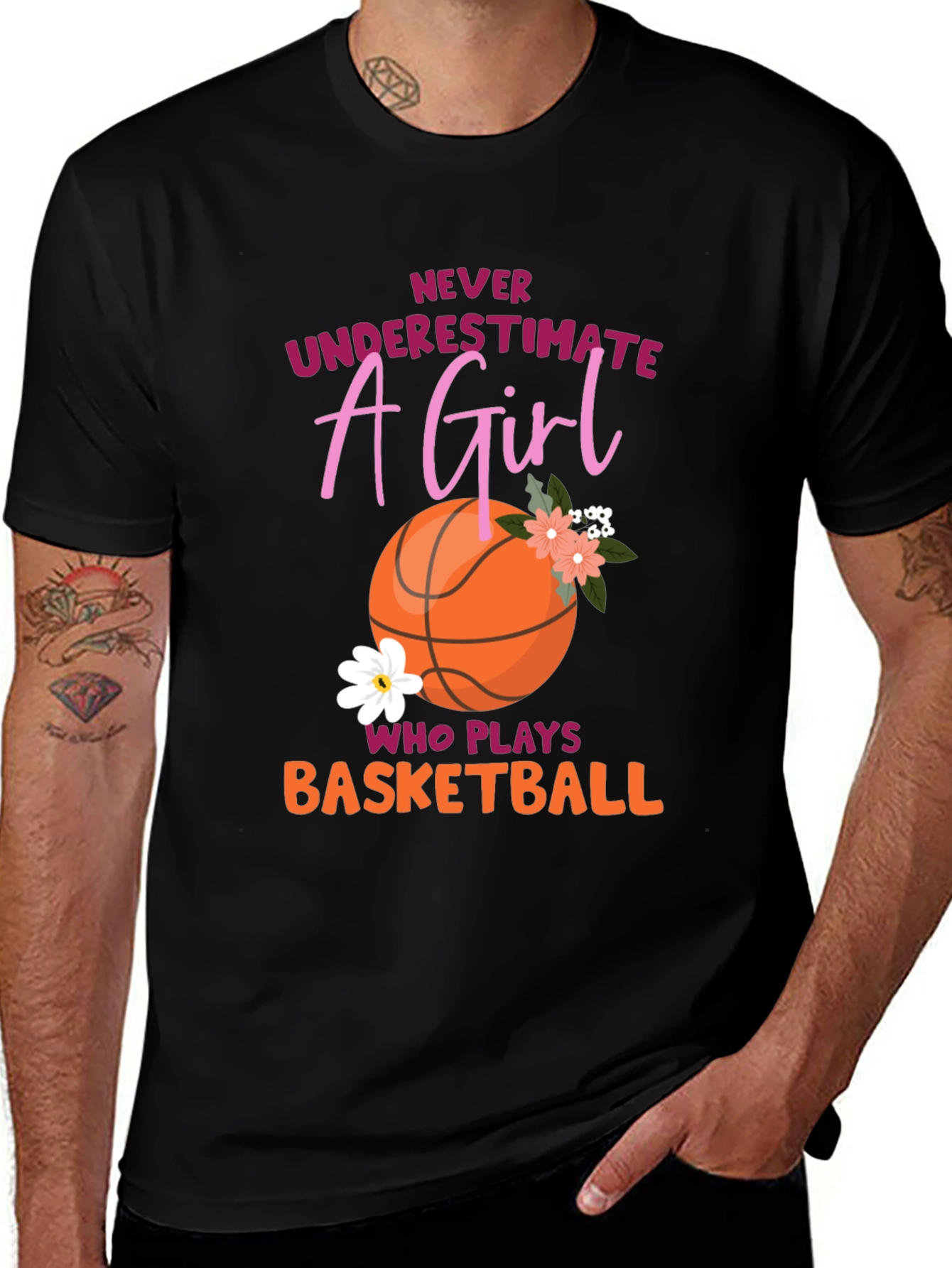 Never Underestimate A Girl Basketball Graphic Tee