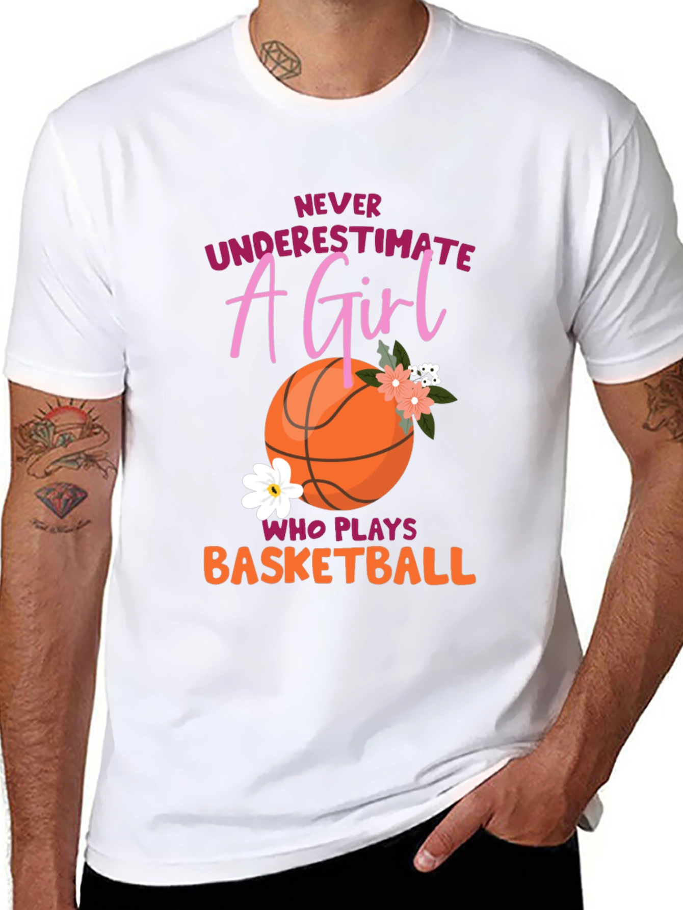 Never Underestimate A Girl Basketball Graphic Tee