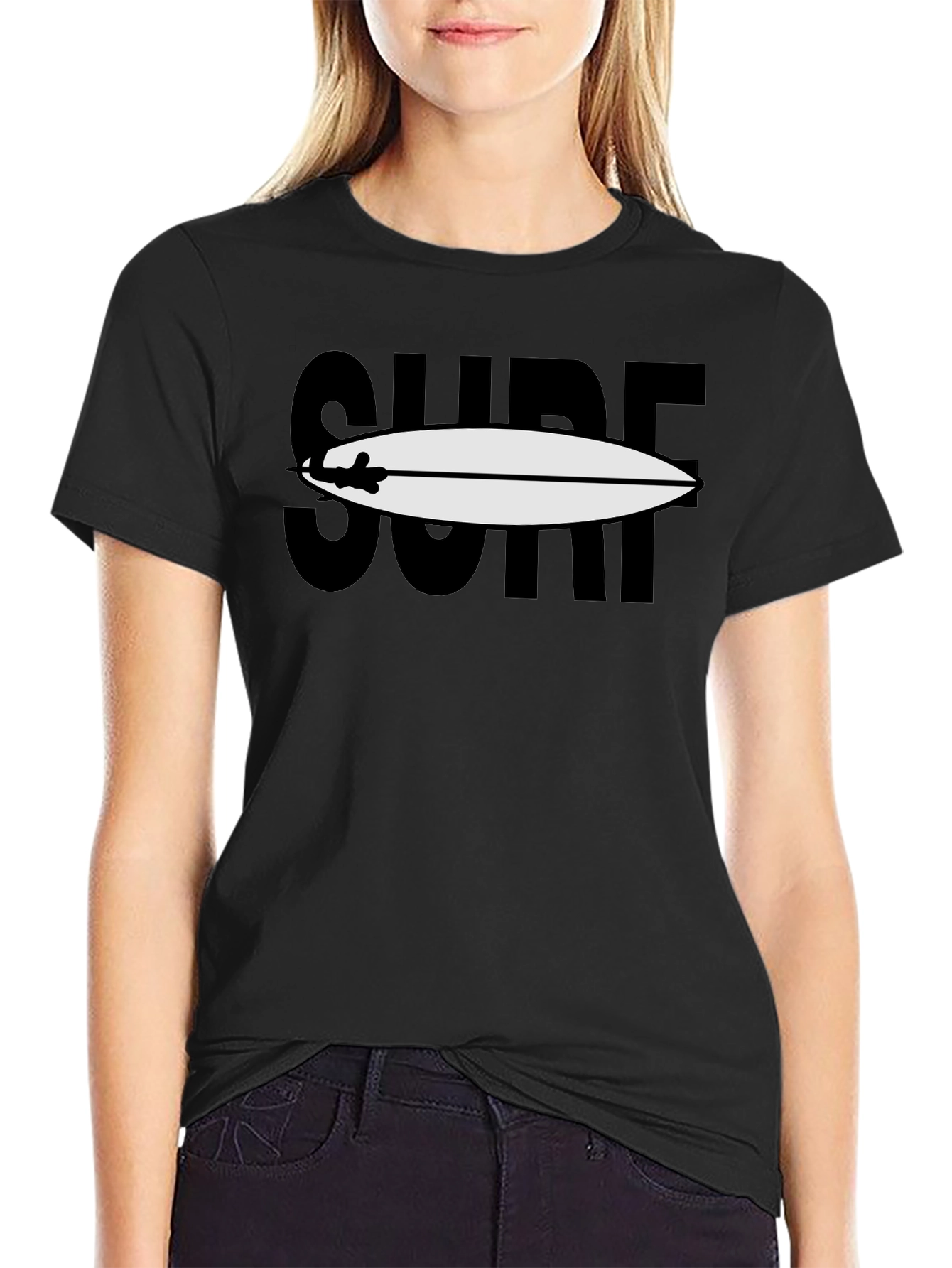 Surfboard Graphic Tee - Black Cotton Blend