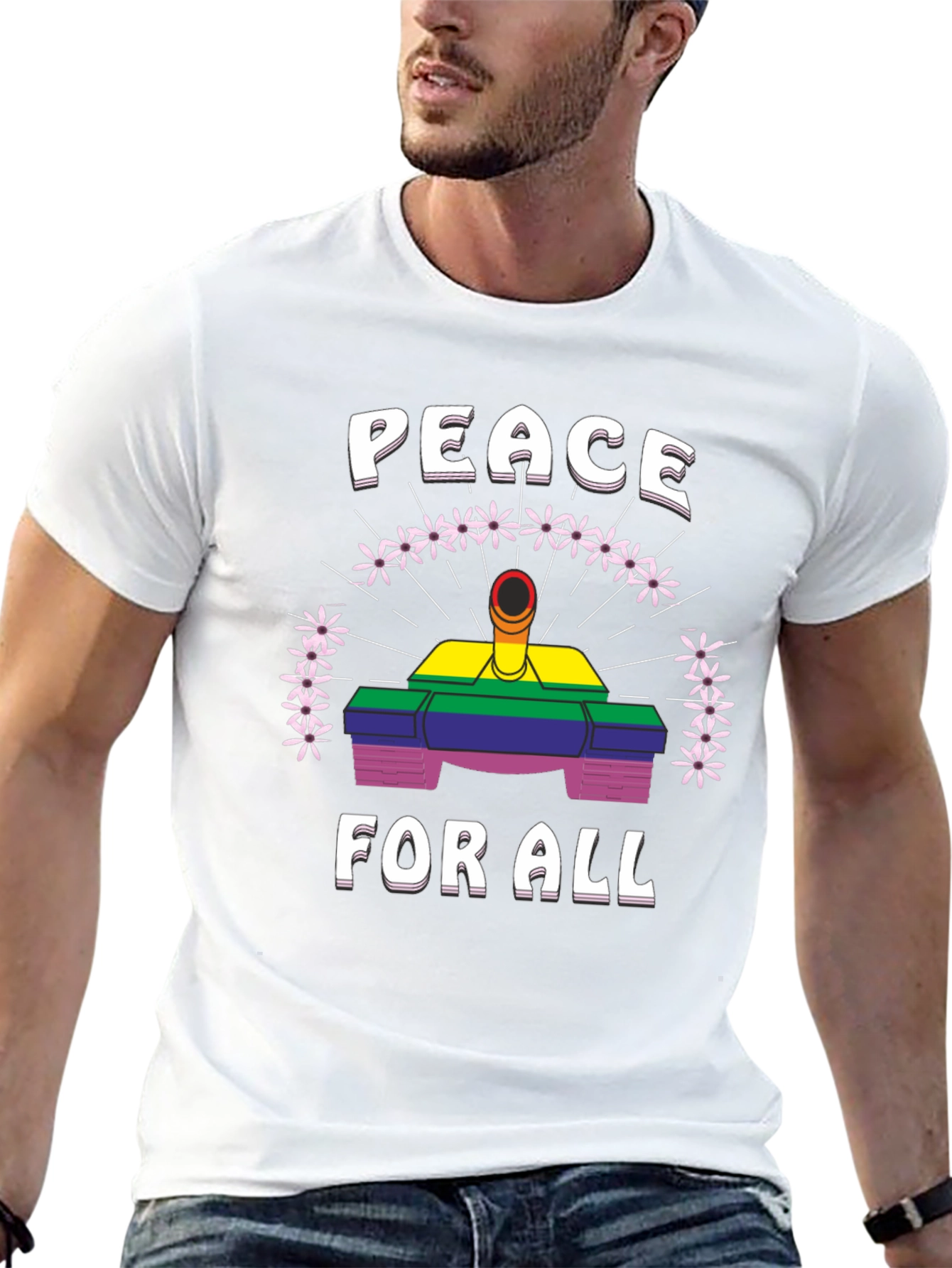 Peace For All Rainbow Tank Graphic Tee