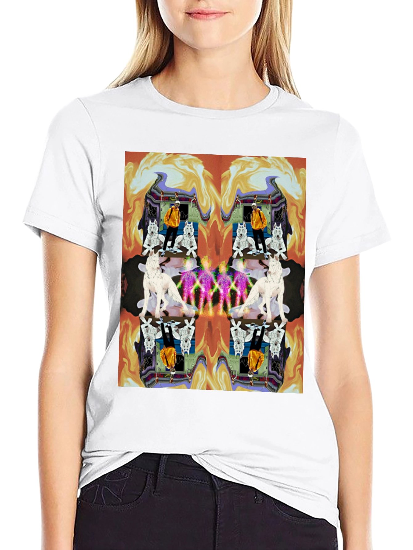 Kaleidoscopic Wolf Graphic Tee - Black