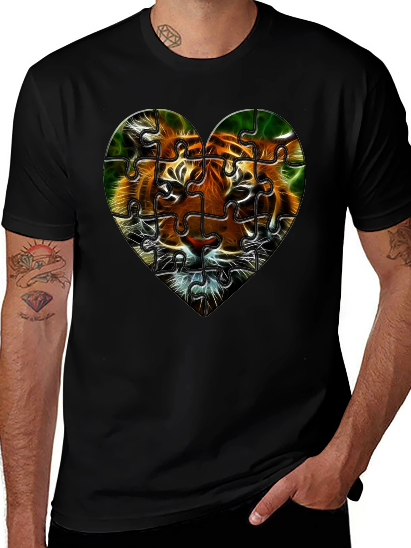 Tiger Heart Puzzle T-Shirt