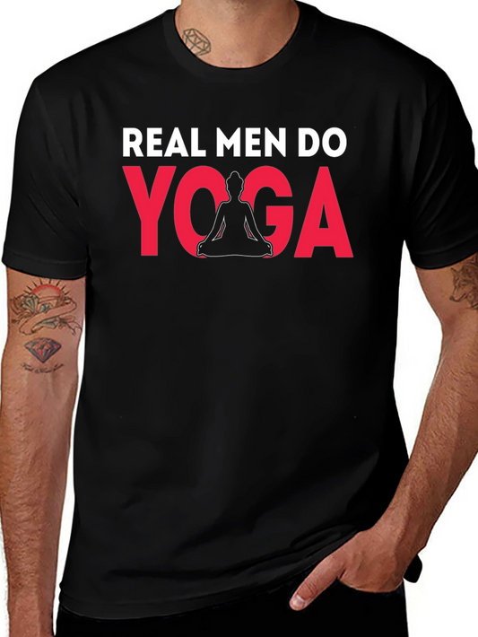 Real Men Do Yoga Graphic Tee - Black
