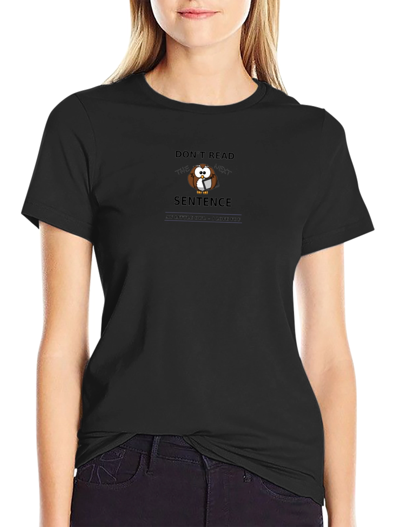 Dont Read Owl Graphic Tee - Black Cotton T-Shirt
