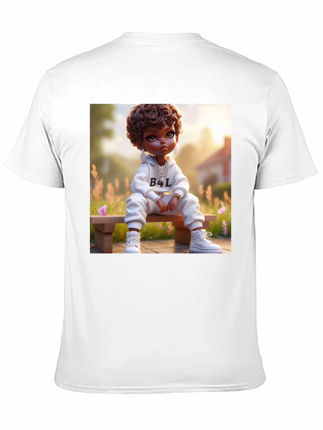 Cartoon B4L Kid on Black T-Shirt