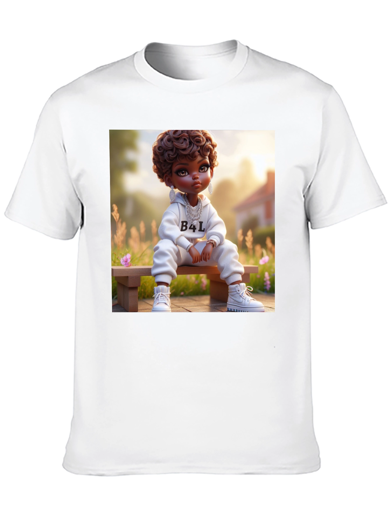 Cartoon B4L Kid on Black T-Shirt