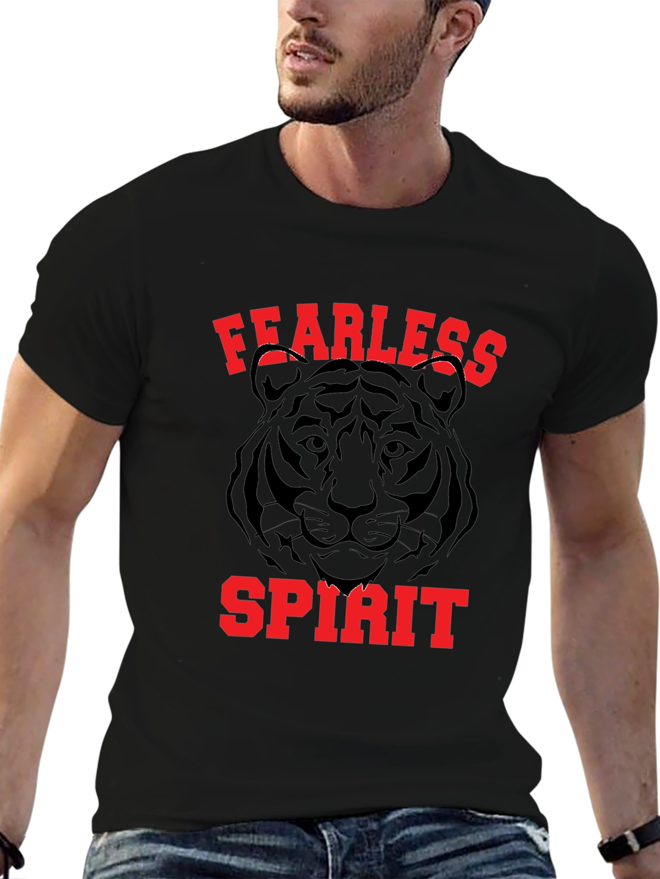 Fearless Spirit Tiger Graphic T-Shirt - Bold Black Tee