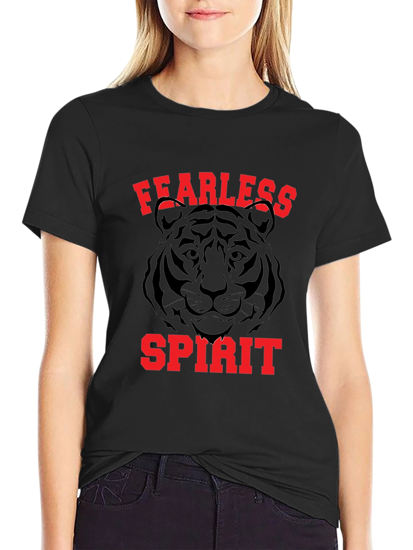 Fearless Spirit Tiger Graphic T-Shirt - Bold Black Tee