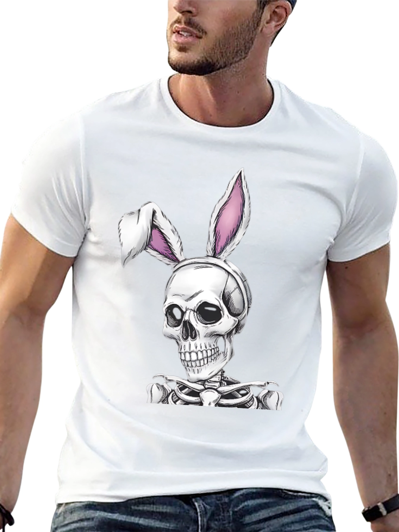 Skull Bunny Graphic Tee - Spooky Easter T-Shirt