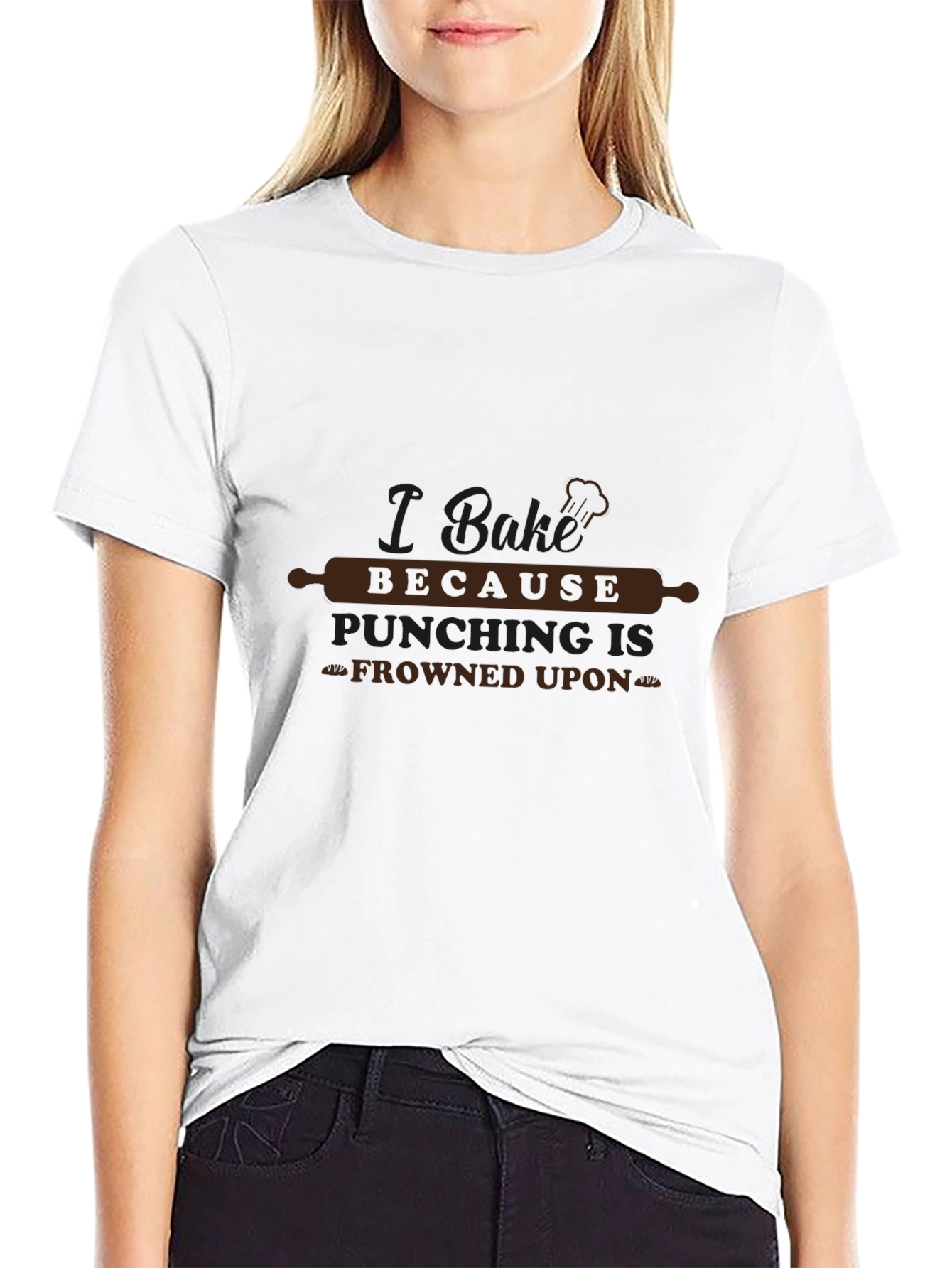 I Bake Because Punching Is Frowned Upon Black Tee