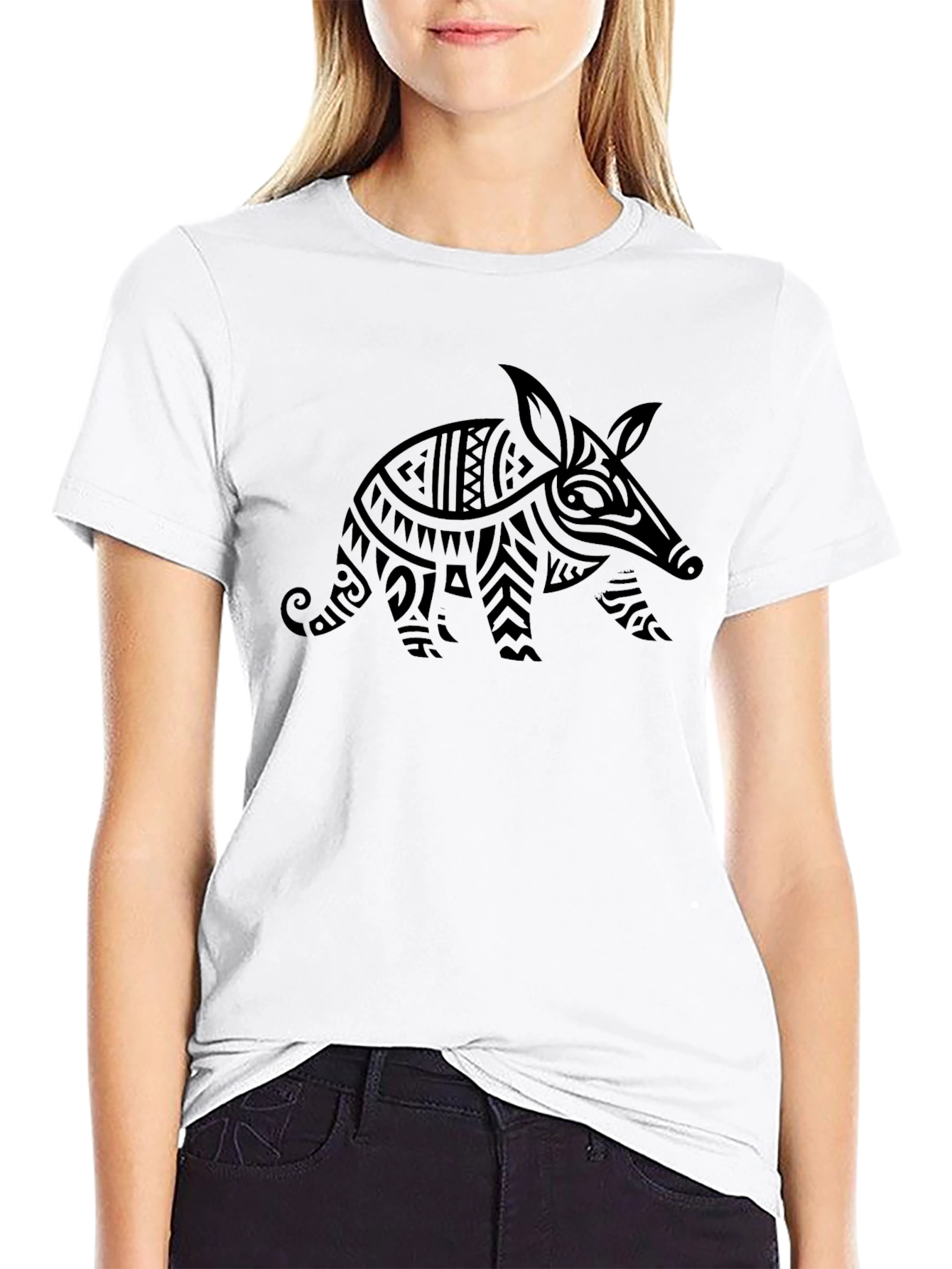 Tribal Armadillo Graphic Black T-Shirt