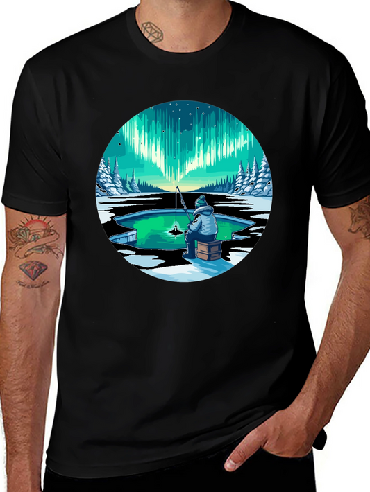 Aurora Ice Fishing Graphic Tee - Black