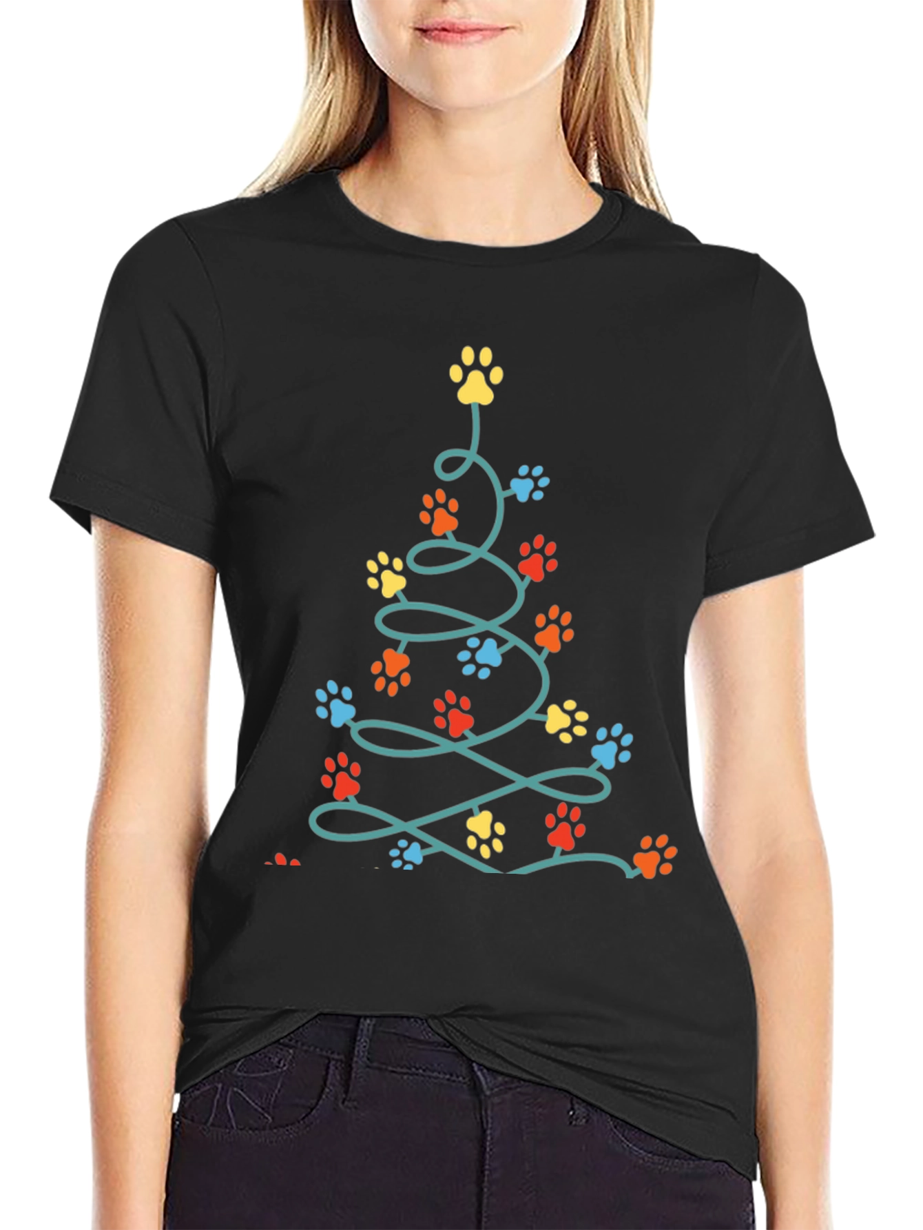 Dog Paw Christmas Tree T-Shirt
