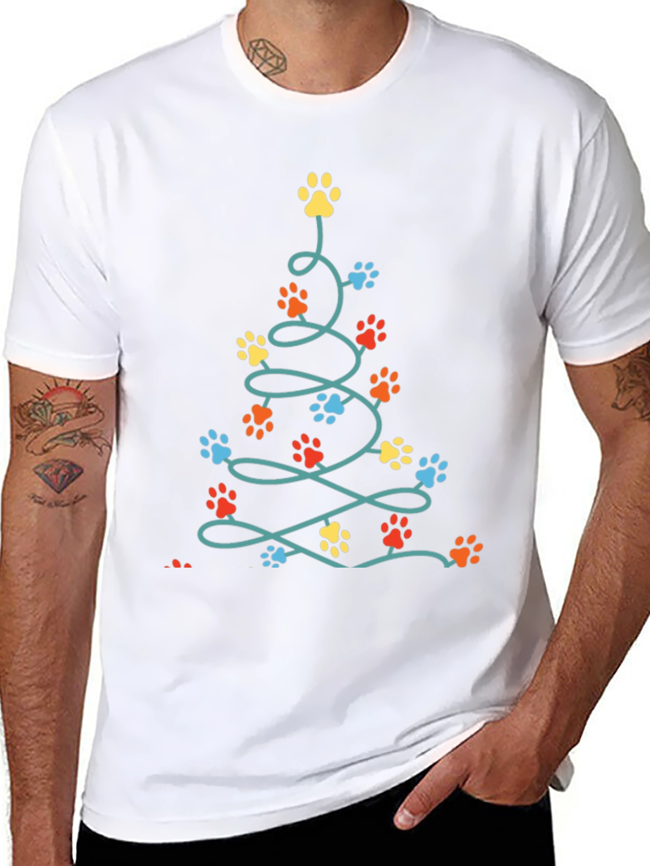 Dog Paw Christmas Tree T-Shirt