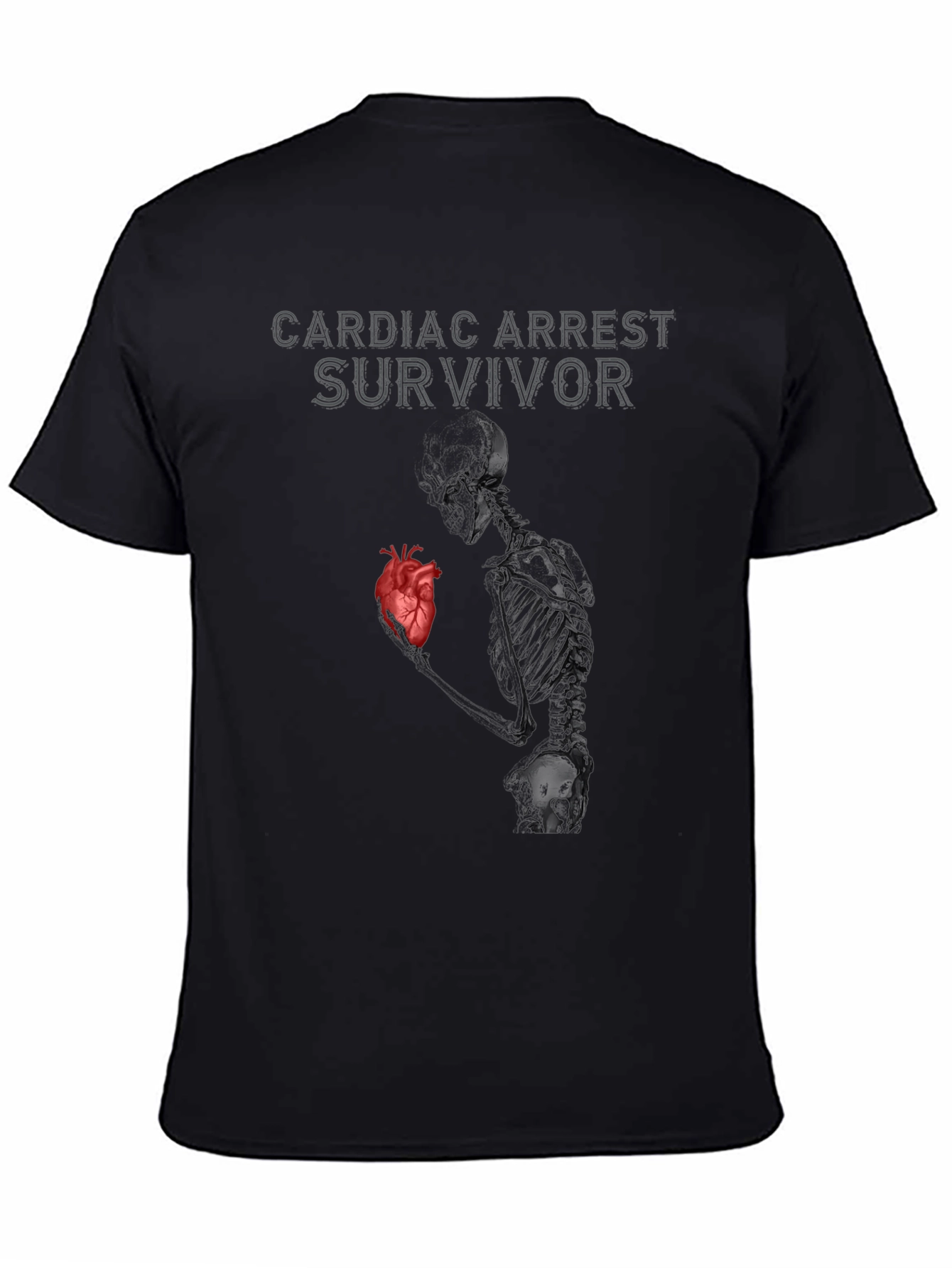 Cardiac Arrest Survivor T-Shirt Skeleton Heart Graphic