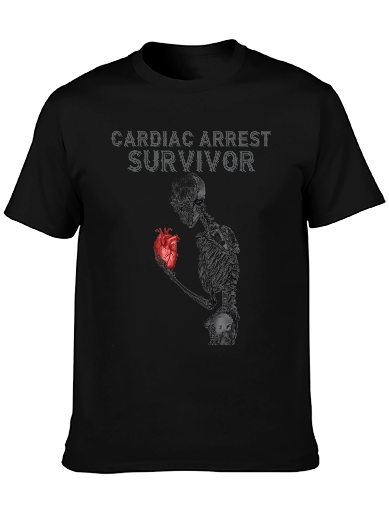 Cardiac Arrest Survivor T-Shirt Skeleton Heart Graphic