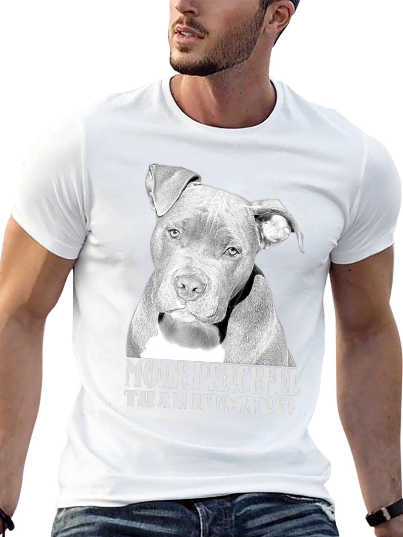 Peaceful Pitbull Graphic T-Shirt - Menswear