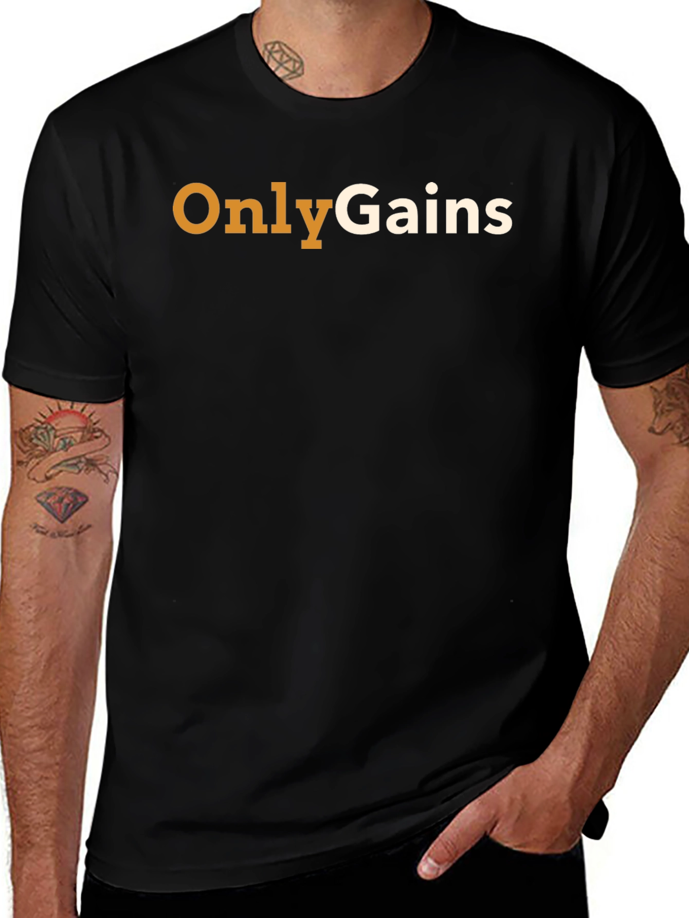 Only Gains Black Cotton T-Shirt