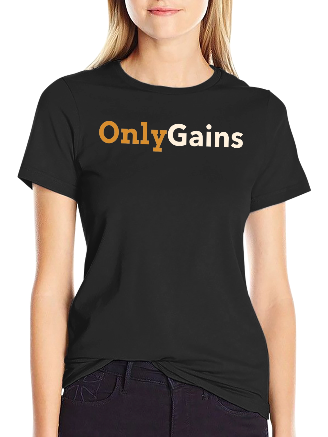 Only Gains Black Cotton T-Shirt
