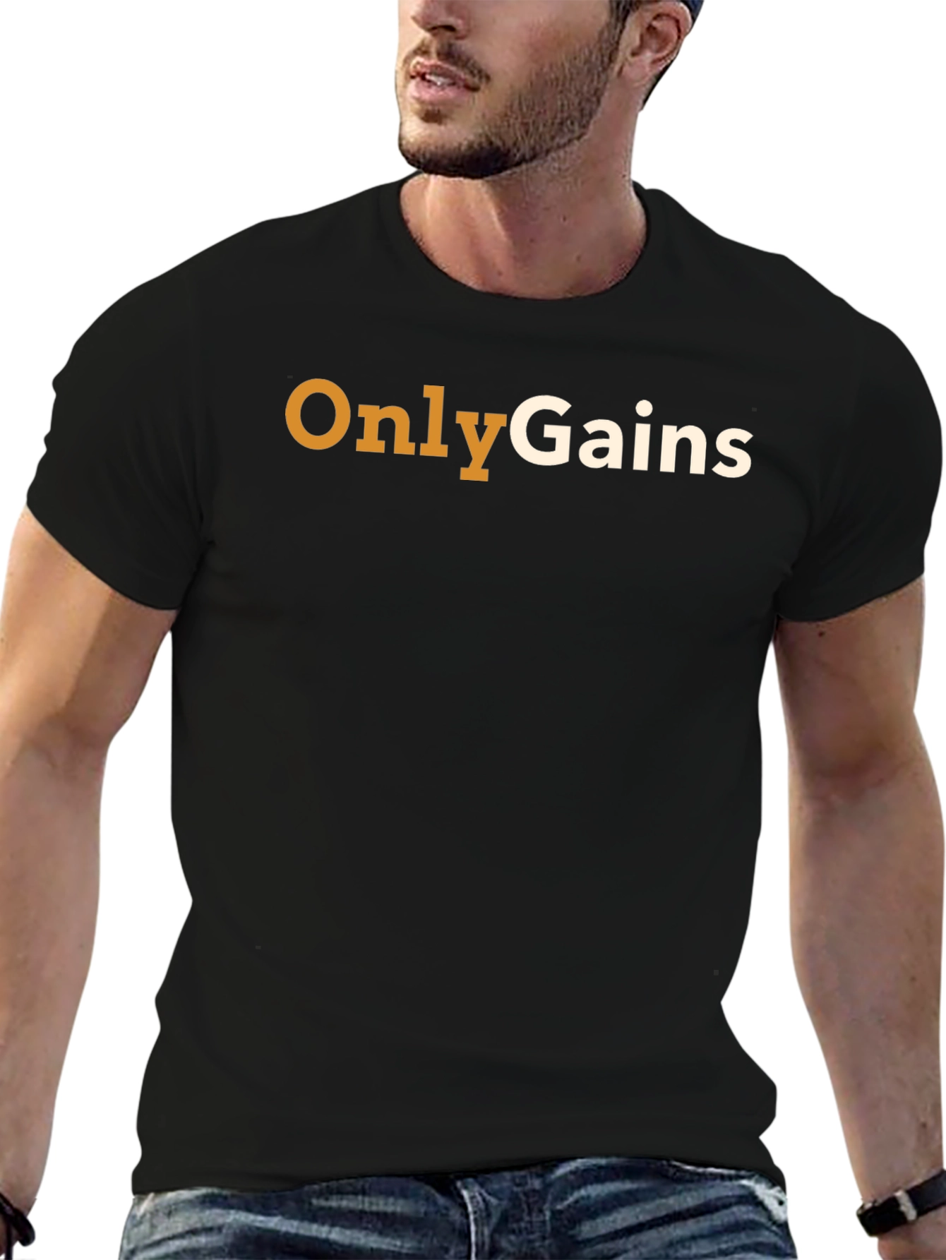 Only Gains Black Cotton T-Shirt