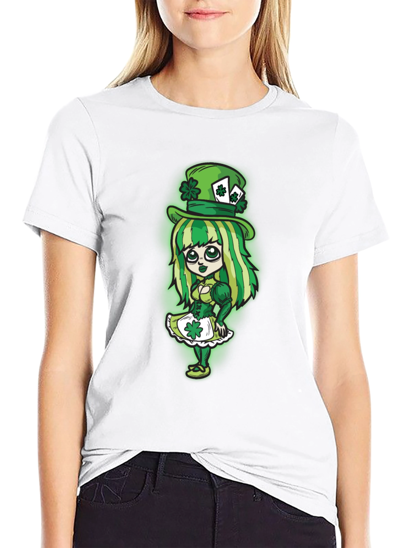 St. Patricks Day Leprechaun Girl Graphic Tee