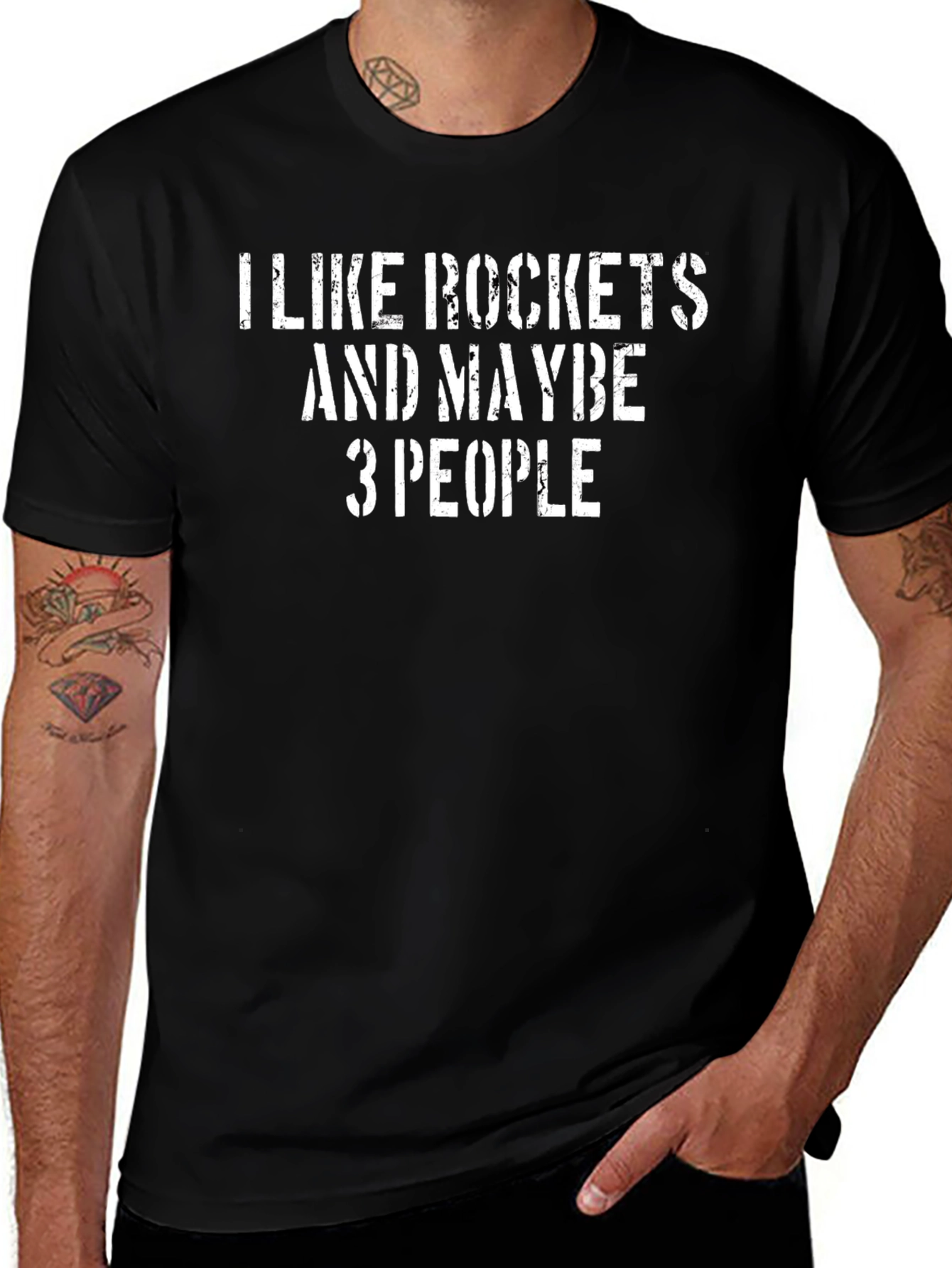 Rockets & People Graphic T-Shirt - Black