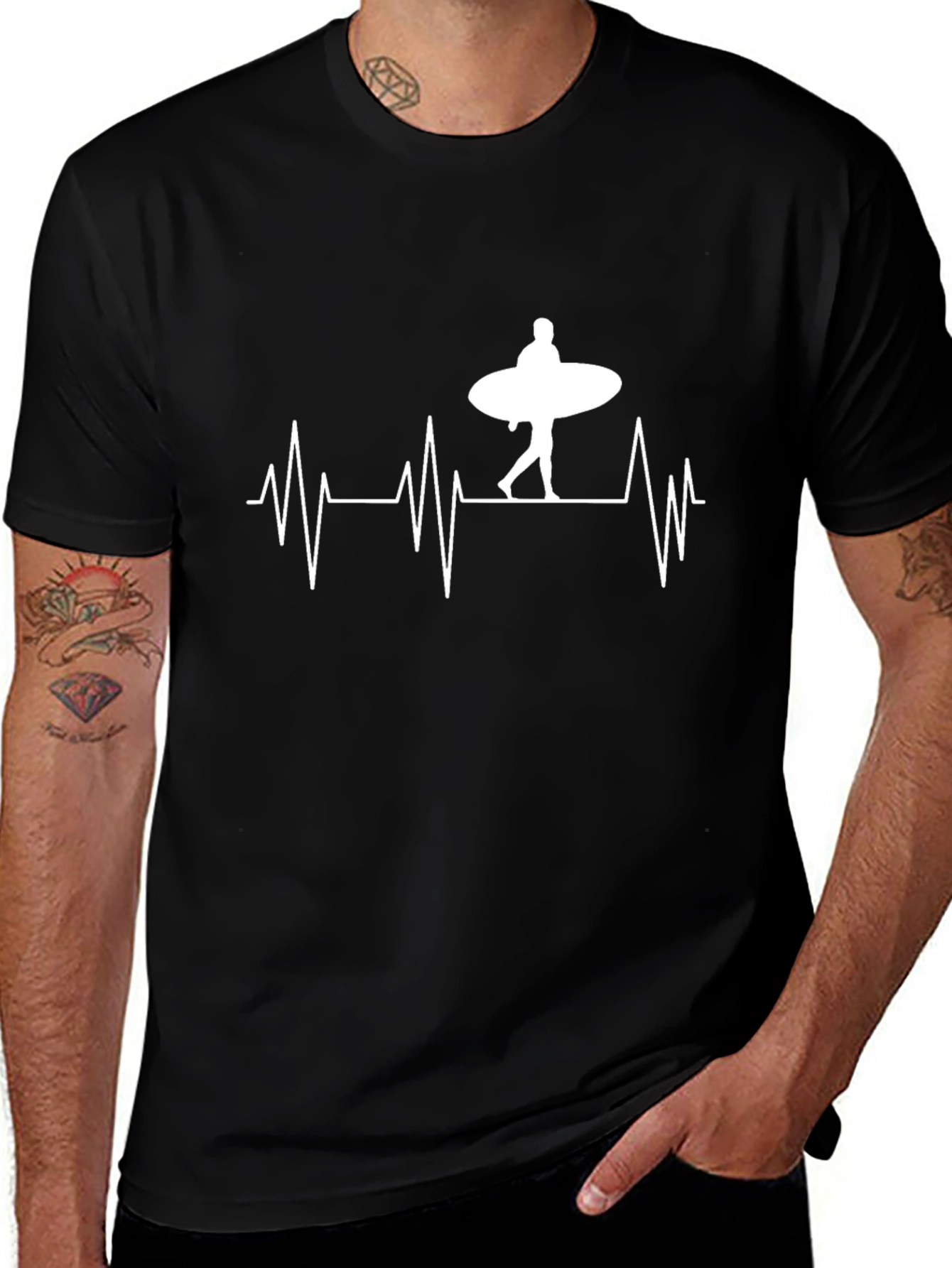 Surfing Heartbeat Graphic T-Shirt