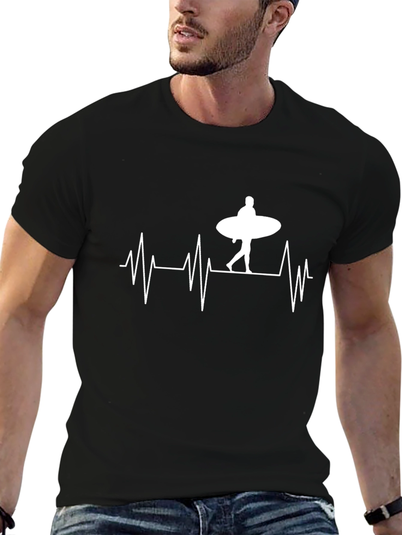 Surfing Heartbeat Graphic T-Shirt