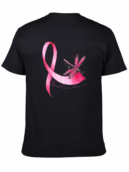 Breast Cancer Awareness Pink Ribbon Dragonfly T-Shirt