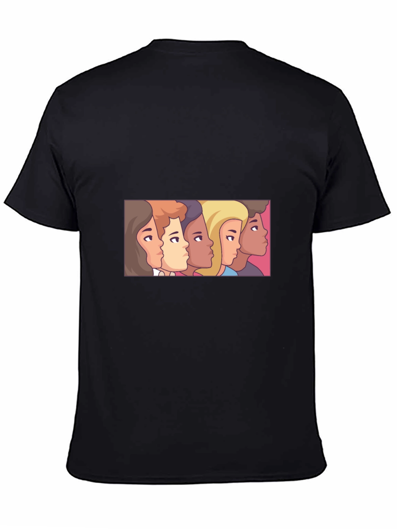Cartoon Faces Black Tee - Stylish Graphic Print