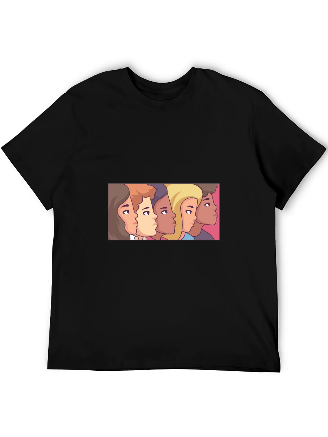 Cartoon Faces Black Tee - Stylish Graphic Print