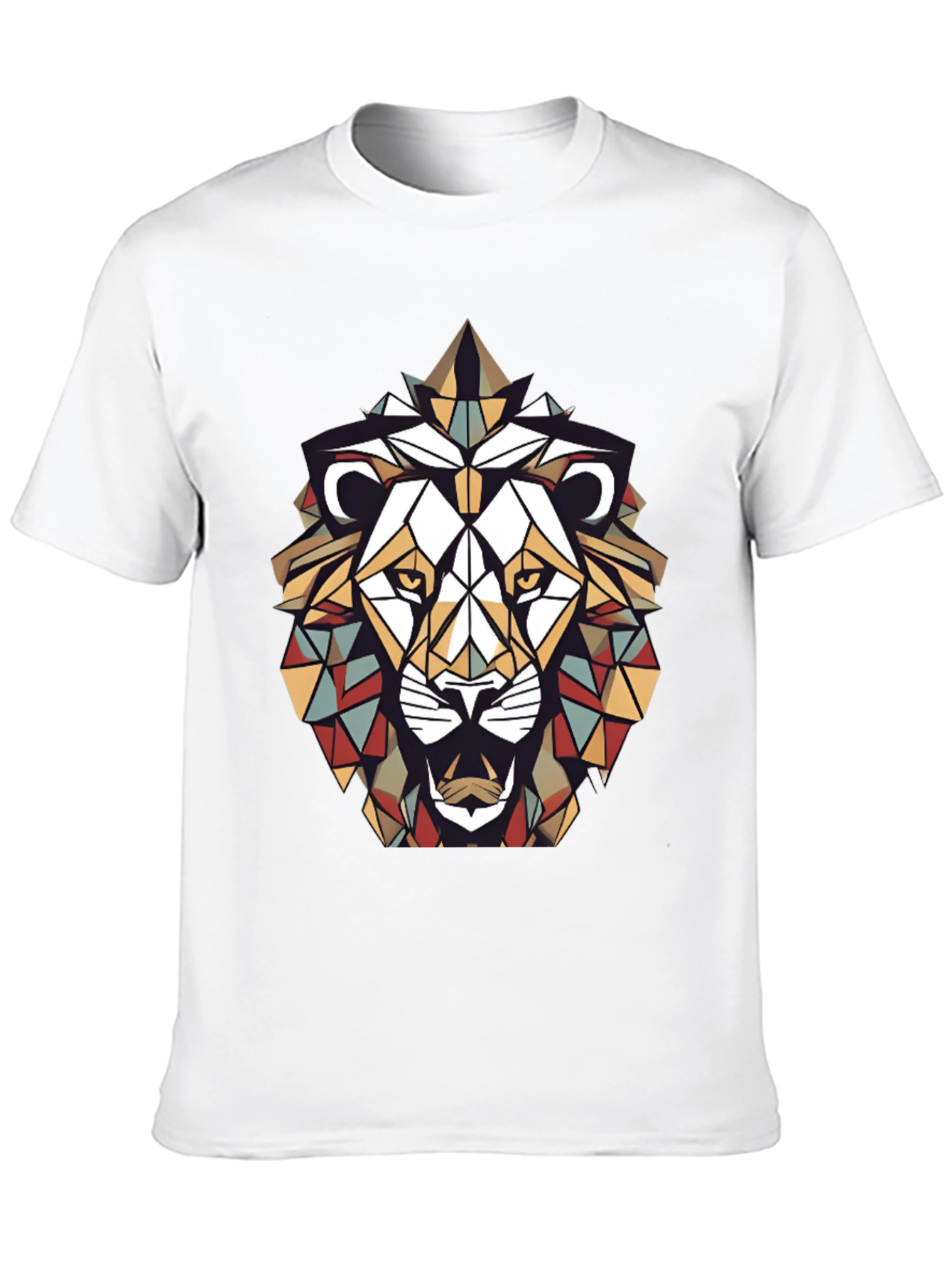 Geometric Lion Graphic Tee - Stylish Mens Black T-Shirt