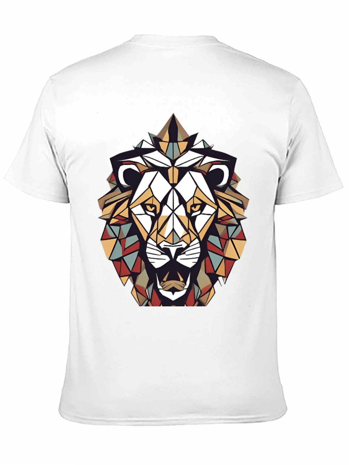 Geometric Lion Graphic Tee - Stylish Mens Black T-Shirt