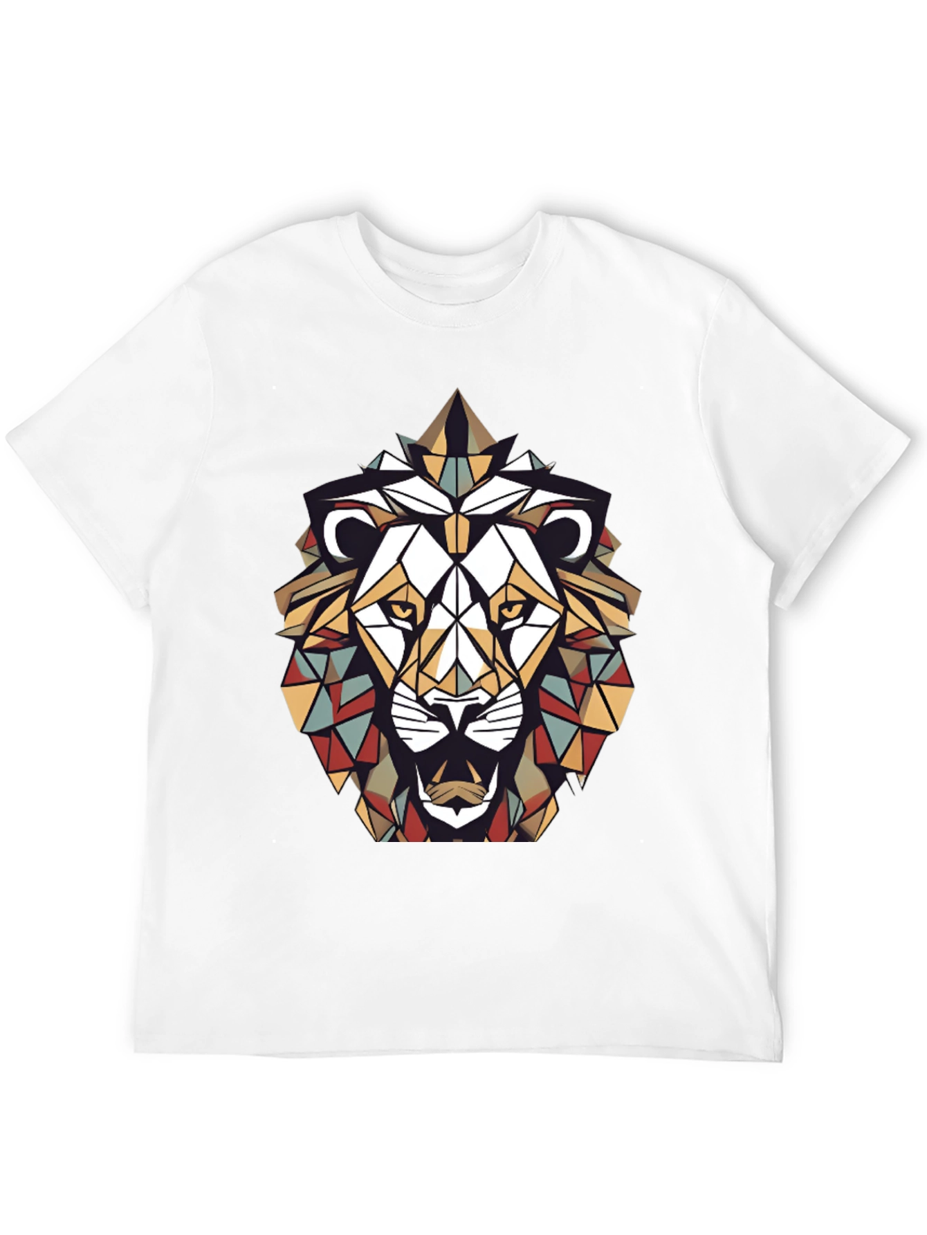 Geometric Lion Graphic Tee - Stylish Mens Black T-Shirt