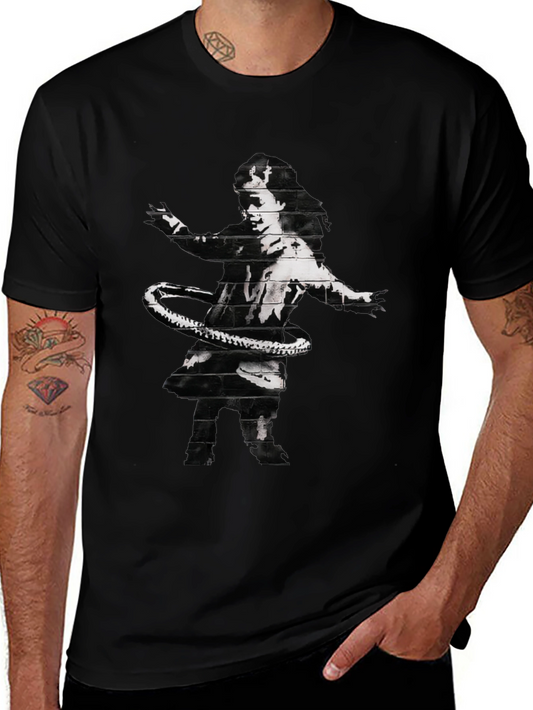 Banksy Hula Hoop Girl Graphic Tee - Black