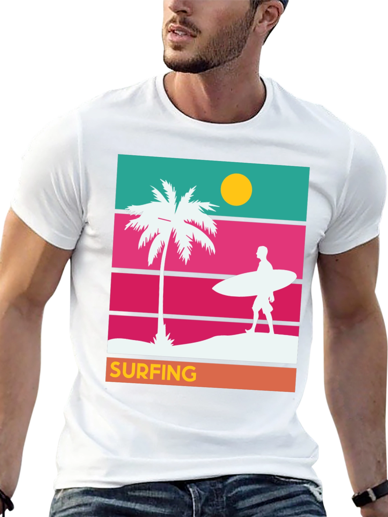 Retro Surfing T-Shirt - Beach Vibes