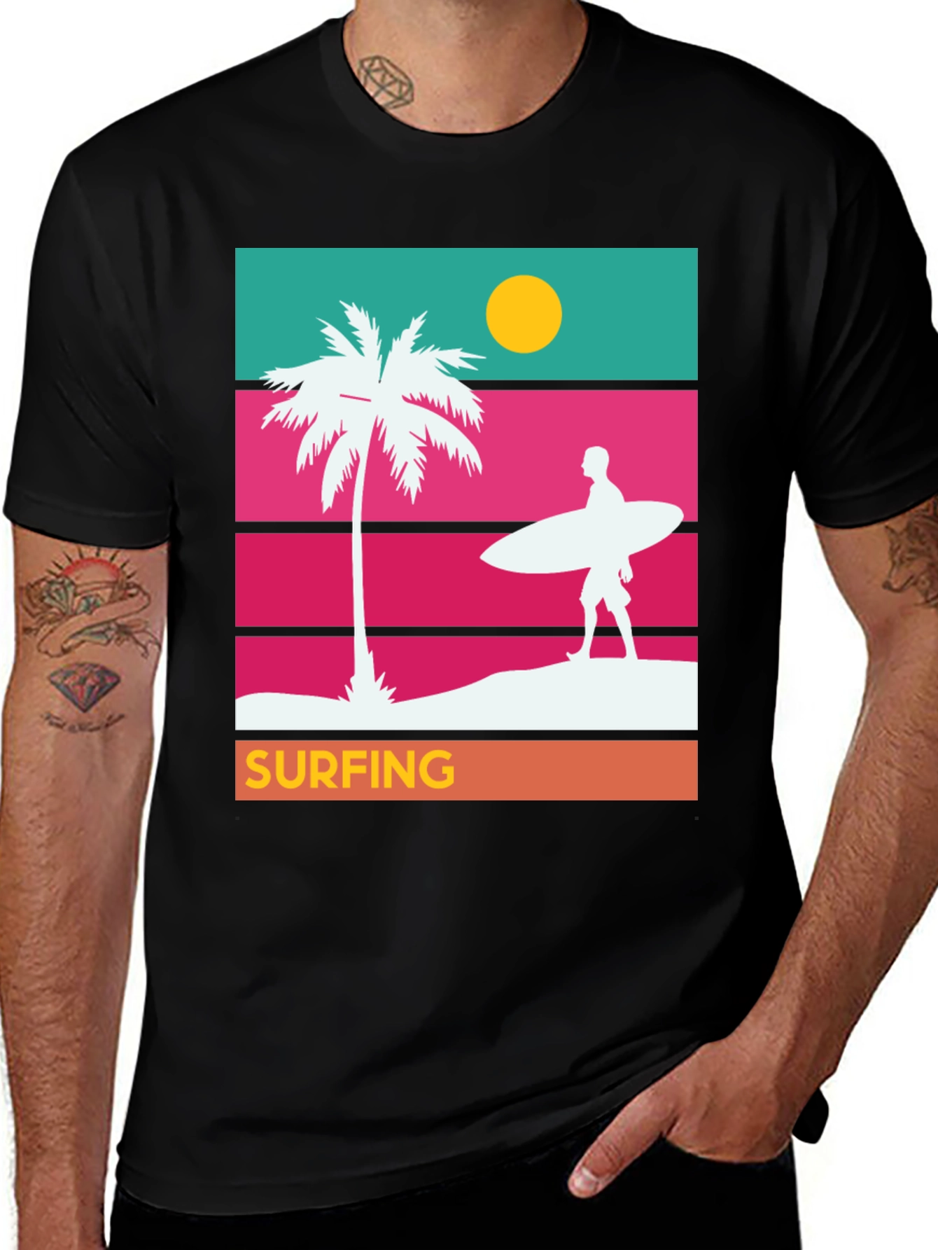 Retro Surfing T-Shirt - Beach Vibes